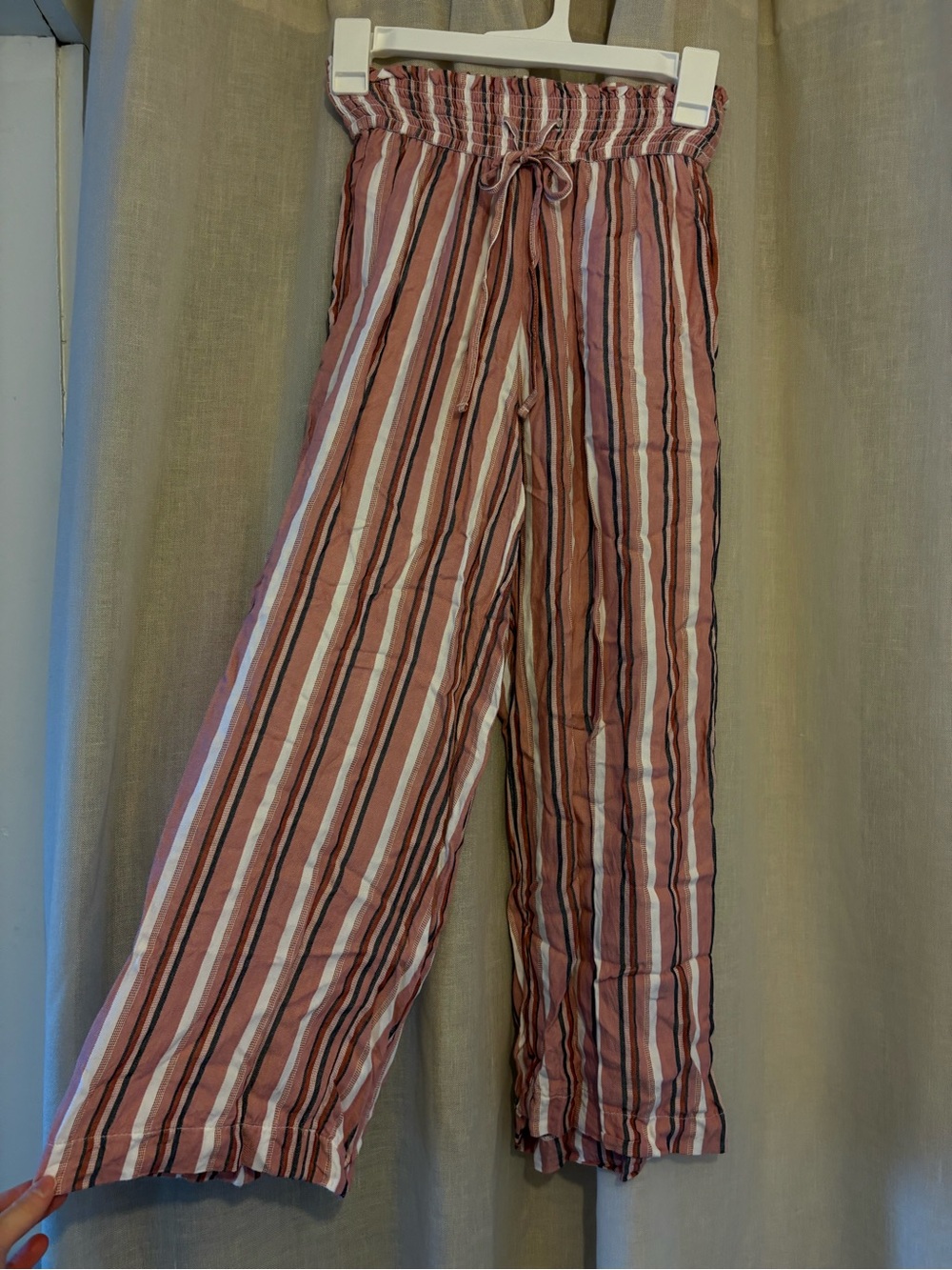 Hollister Pink & White Striped High-Rise Pants